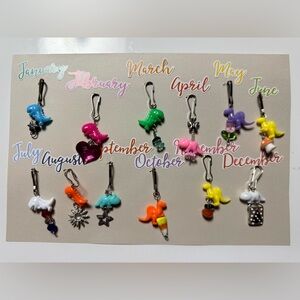 🧚🏻‍♀️ Zipper Pulls Year of Dinosaurs Set 12 Months Dino Charm for Backpacks